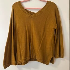 Madewell Women's V-Neck Sweater in Mustard